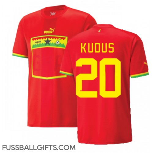 Ghana Mohammed Kudus #20 Fußballbekleidung Auswärtstrikot WM 2022 Kurzarm